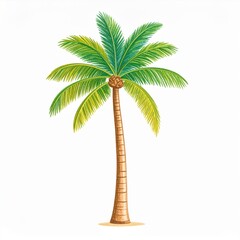 Obraz premium Green Palm Tree Illustration on White Background