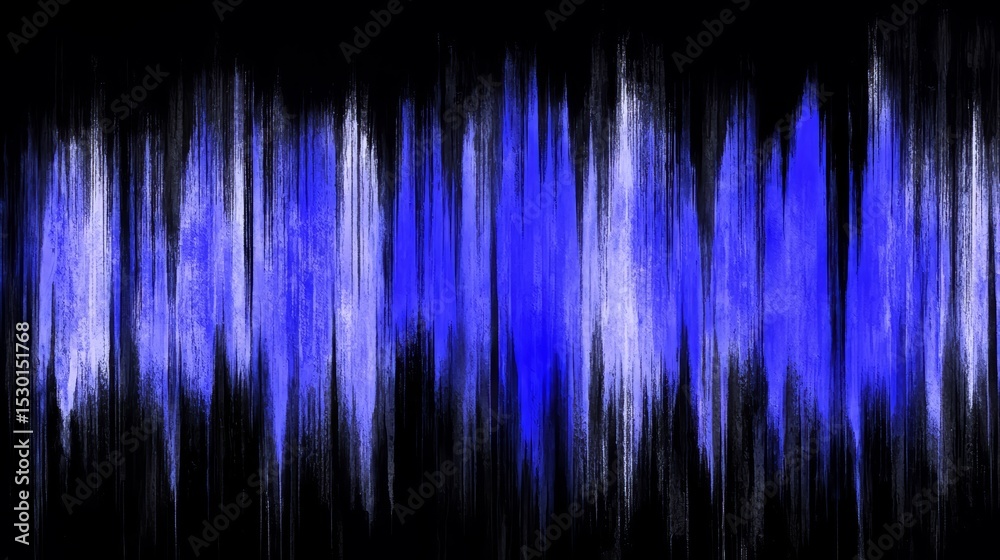 Poster The image is a blue and black abstract painting with a lot of brush strokes. The blue and black colors create a sense of depth and movement, while the brush strokes add texture