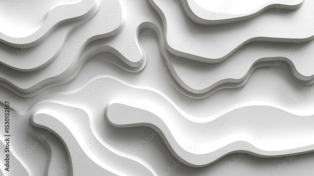Fototapete The image is a white and grey abstract piece of art that features a wave-like pattern. The waves are made up of small, white shapes that are arranged in a way that creates a sense of movement