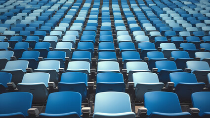 Fototapeta premium Stadium Seating MOCKUP Rows of Blue and Light Blue Plastic Chairs