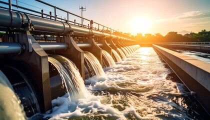 Water Treatment Plant with Flowing Water.