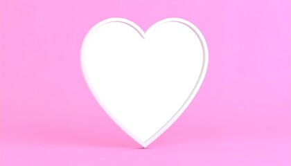 White heart frame on pink background.