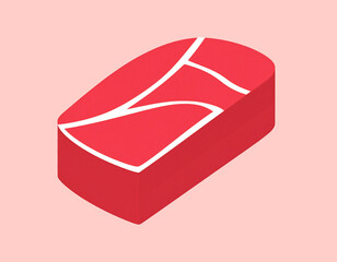 A piece of beef isolated on a pink background