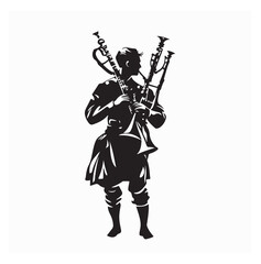 Music Instrument Bagpipes Silhouette vector isolated on white background.