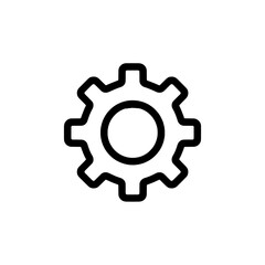 Gear settings icon with thick outline for configuration or system preferences interfaces