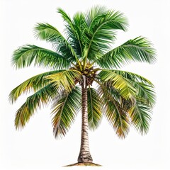 Lush Green Palm Tree on White Background