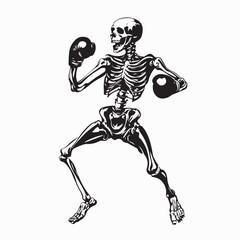 Skeleton boxer with boxing gloves image Vector on white background.