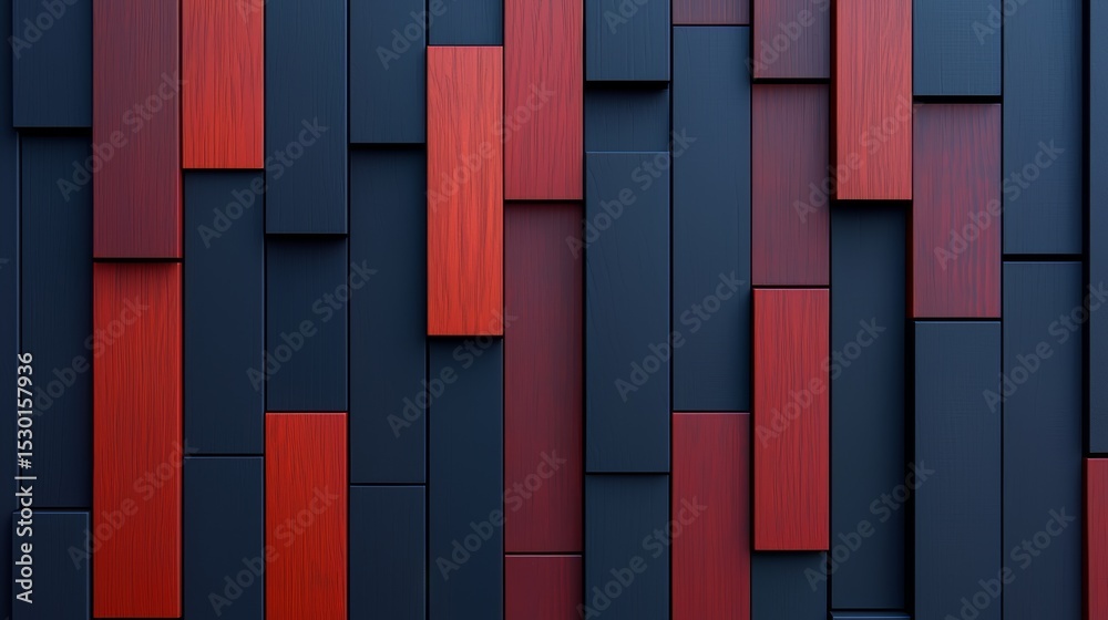 Poster wall made of wood and black with red stripes. the stripes are arranged in a way that creates a sense