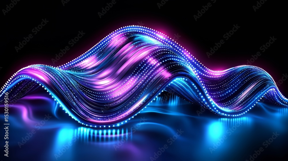 Aufkleber wave of light is projected onto a dark background. the light is purple and blue, creating a sense of