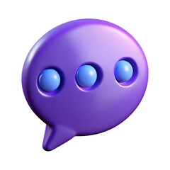 Fototapeta premium 3d purple speech bubble with blue dots isolated on white background