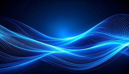 Blue Wave Abstract Background Elegant flowing lines with bright glow effect.