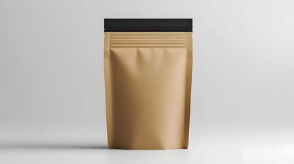 A brown kraft paper stand-up pouch with black zip