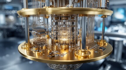 Close-Up of a Quantum Computer's Complex Circuitry