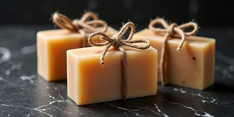 Romantic Surprise Soap Bars Tied With Natural Twine Stock Photography - Modern Industrial Style - Premium Quality Artisan Soap Collection