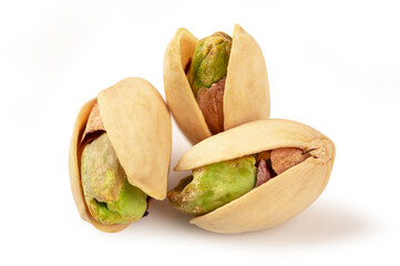 Pistachio nuts isolated on white background
