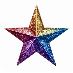 Fototapeta premium Rainbow Glitter Star Decoration on White Background
