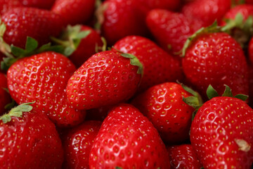 Texture of sweet fresh strawberries as background, closeup