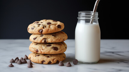 Chocolate chip cookies and milk 