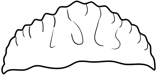 Chicken Dumpling Pot Sticker Vector Outline Line Art Drawing