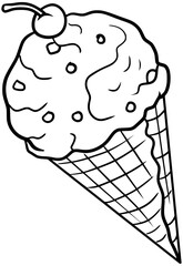 Cherry Ice Cream Vector Outline Line Art Drawing