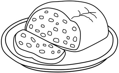 Christmas Stollen Vector Outline Line Art Drawing