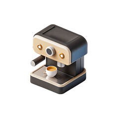 Isolated coffee machine espresso maker brewing cup of coffee cafe beverage drink caffeine 3d render art 