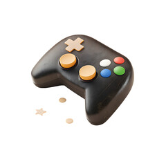 Isolated black gaming controller joystick gamepad for video games console on black background render 