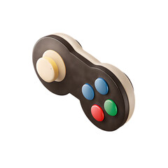 Black gaming controller joystick gamepad for video games console and entertainment isolated on black background 