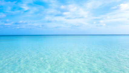 Beautiful Ocean and sea with white cloud on blue sky