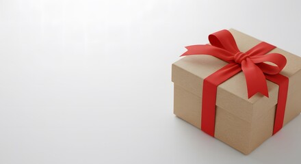 Elegant Kraft Gift Box with Red Ribbon Perfect for Any Occasion