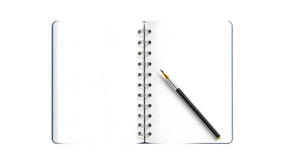 Empty notebook with clean pages in transparent PNG, professional office supply or creative backdrop, overhead shot of blank paper template, standalone graphic element, vector style. with white shade