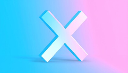 Fototapeta premium 3D rendered X on pink and blue background.