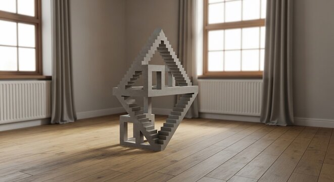 Impossible staircase architecture illusion design optical paradox structure indoor room interior art object