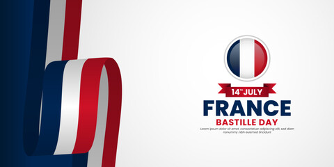 French flag for France bastille day banner background with blank space area
