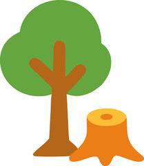 Fototapeta premium The environmental impact of deforestation highlighted by a stark comparison between a thriving tree and a lonely tree stump. Suitable for environmental awareness campaigns, educational materials, pres