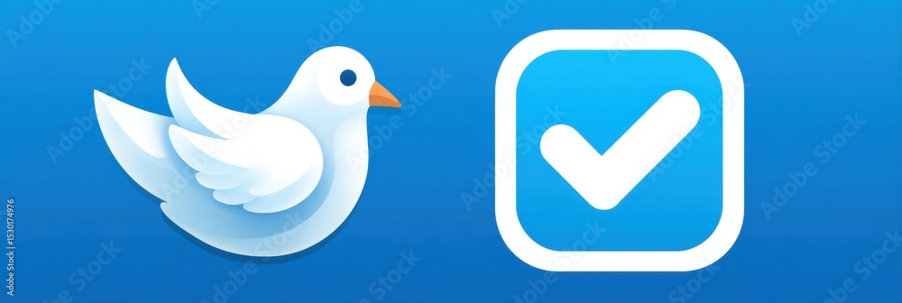 Poster peace dove icon used for shielding notification center with a clear background and vibrant blue colo