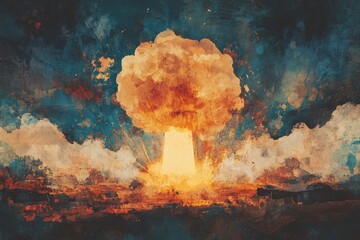 Atomic Bomb Cloud. Mushroom Cloud from Nuclear Explosion in Apocalyptic Armageddon with Mass Destruction Weapon