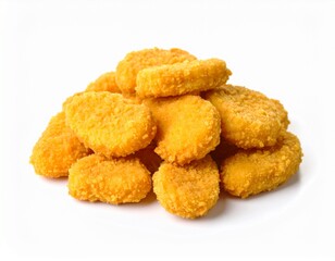 A stack of crispy, golden colored chicken nuggets