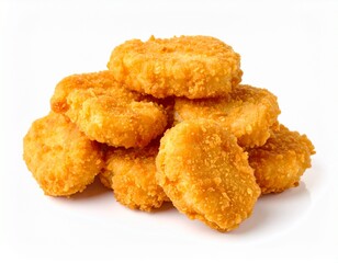 A stack of crispy, golden colored chicken nuggets