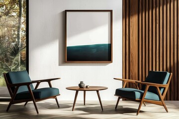 Modern living room interior featuring a stylish armchair and table.