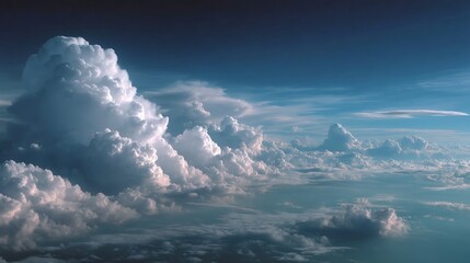 Clouds drift in deep blue