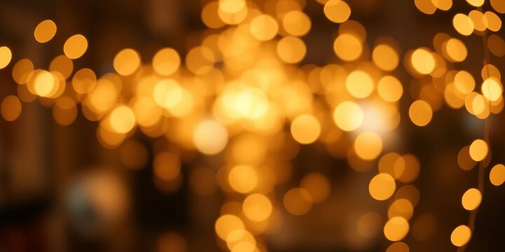 Silver and gold glitter bokeh, vintage light strings blurred background, fairy lights, design