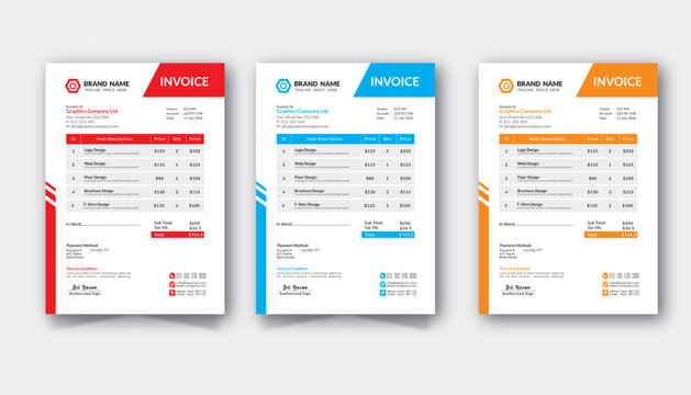Minimal Corporate Business Invoice design template vector illustration bill form price invoice. Creative invoice template vector. business stationery design payment agreement design template