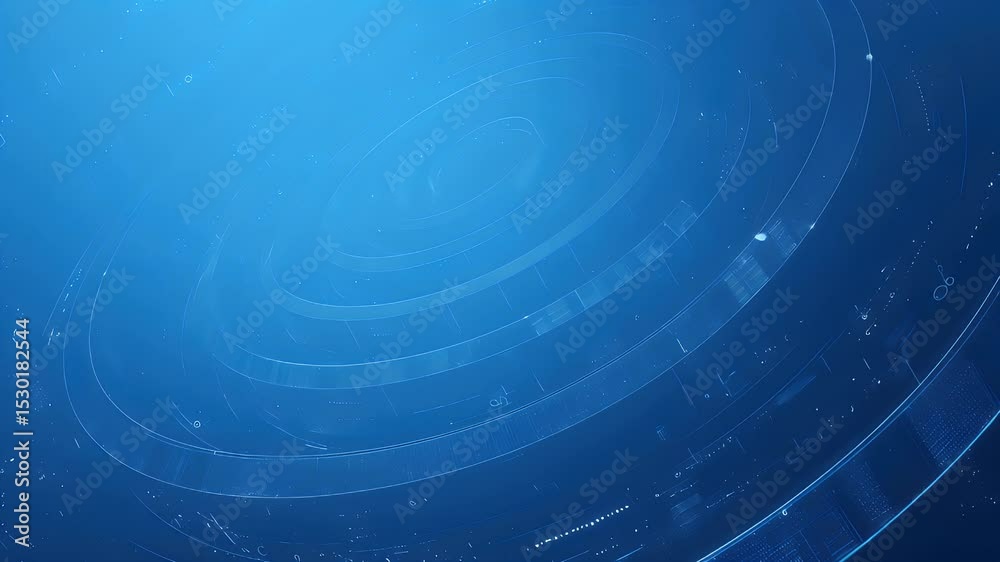 Poster abstract blue background with circular geometric patterns and technological elements for modern digi