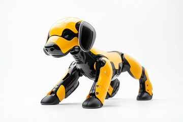 Yellow and Black Robotic Dog Prototype