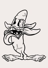 Banana doodle trippy psychedelic illustration