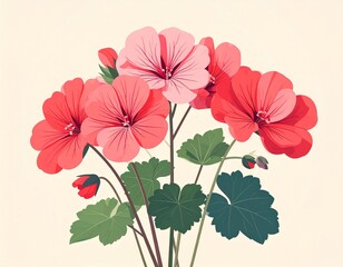 ゼラニウムの花のイラスト