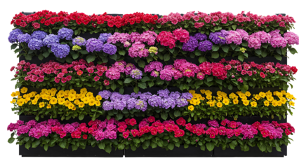 Colorful flower wall vertical garden display