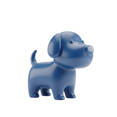 Blue Cartoon Puppy Figurine on White Background Cute Playful Animal Model