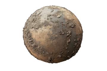 A Muddy Textured Sphere Against A Transparent Background The Sphere Has Brown And Grey Tones Resembling A Planet Or Globe